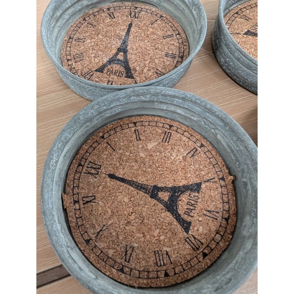 Eiffel Tower Paris Mason Jar Lid Coasters - Rustic Farmhouse - Set of Four - Picture 3 of 5